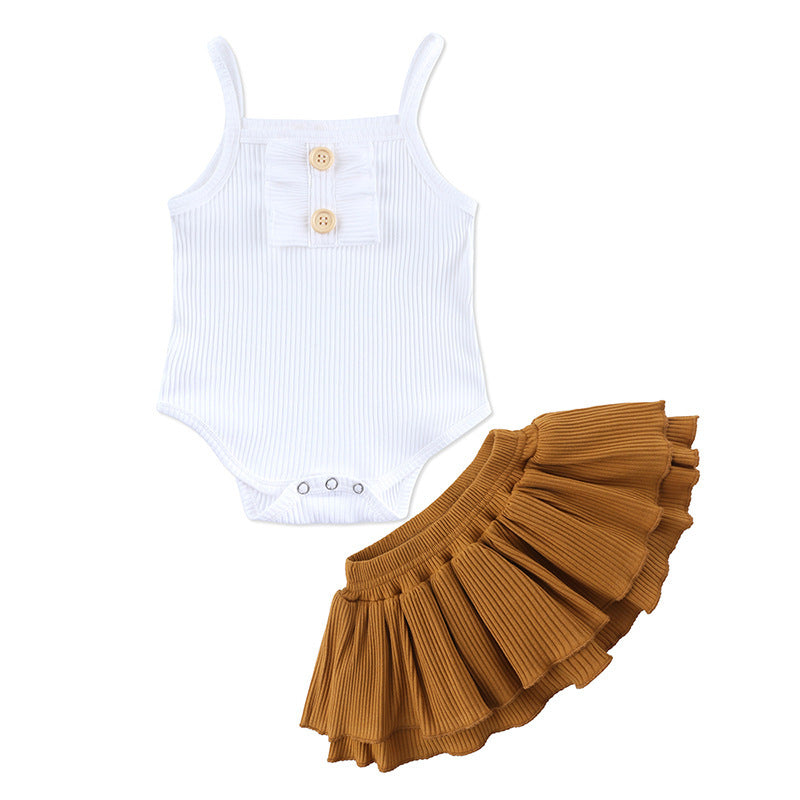Baby Girl Ribbed Bodysuit & Skirt Set