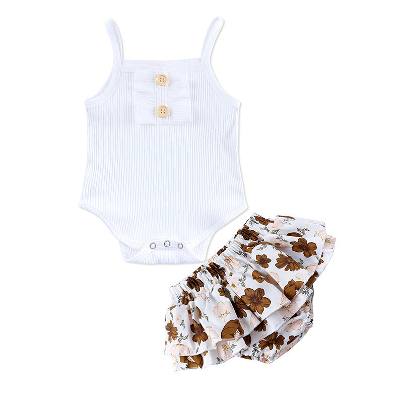 Baby Girl Ribbed Bodysuit & Skirt Set