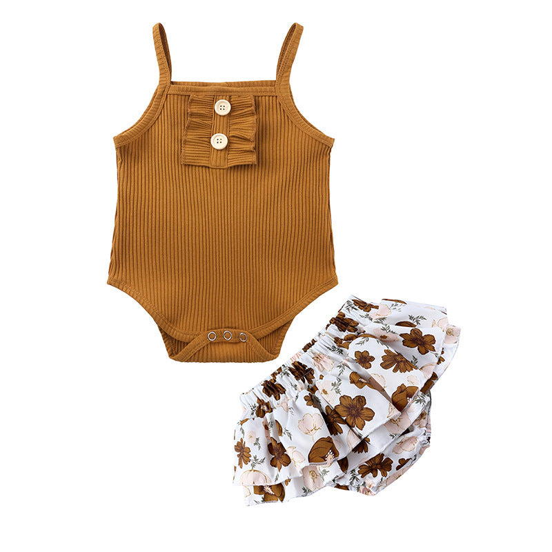 Baby Girl Ribbed Bodysuit & Skirt Set