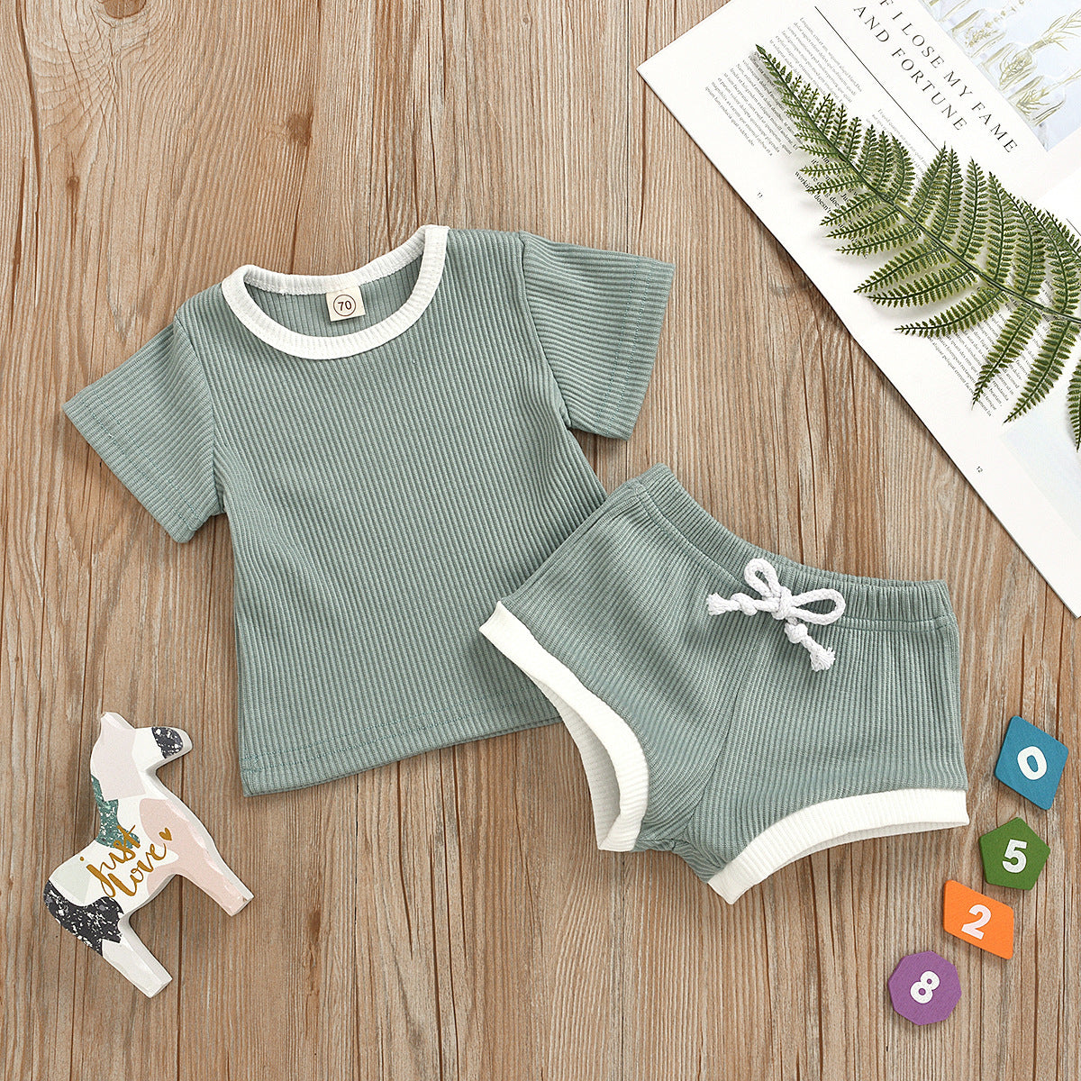 Ribbed Cotton Baby Summer Outfit Set
