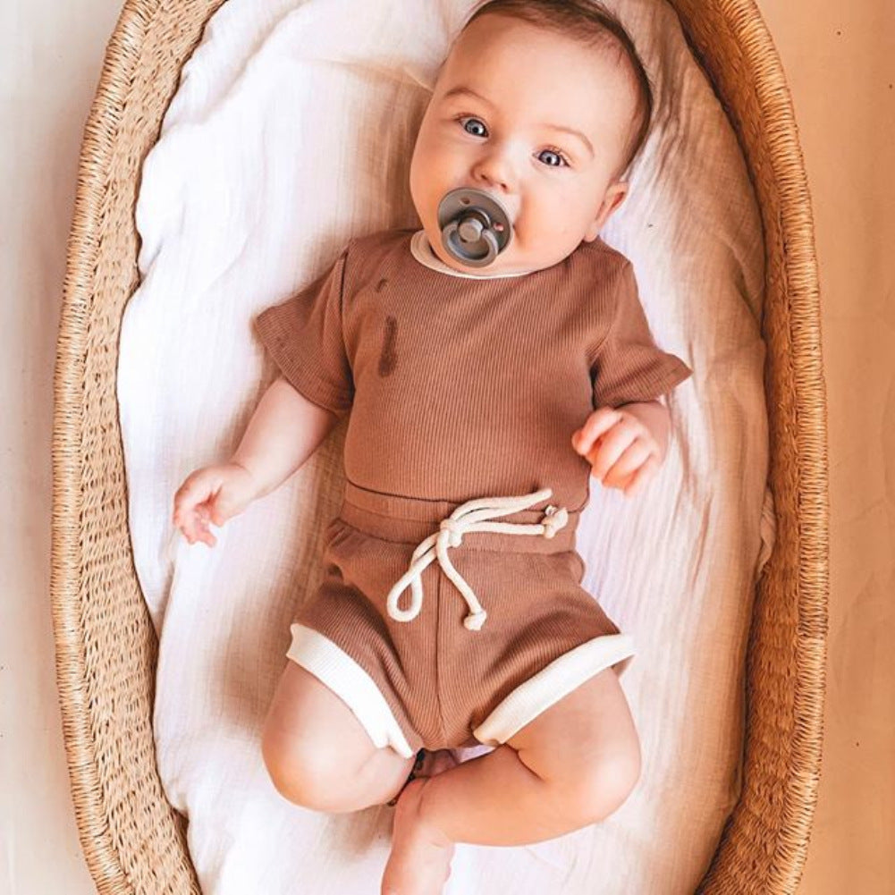 Ribbed Cotton Baby Summer Outfit Set