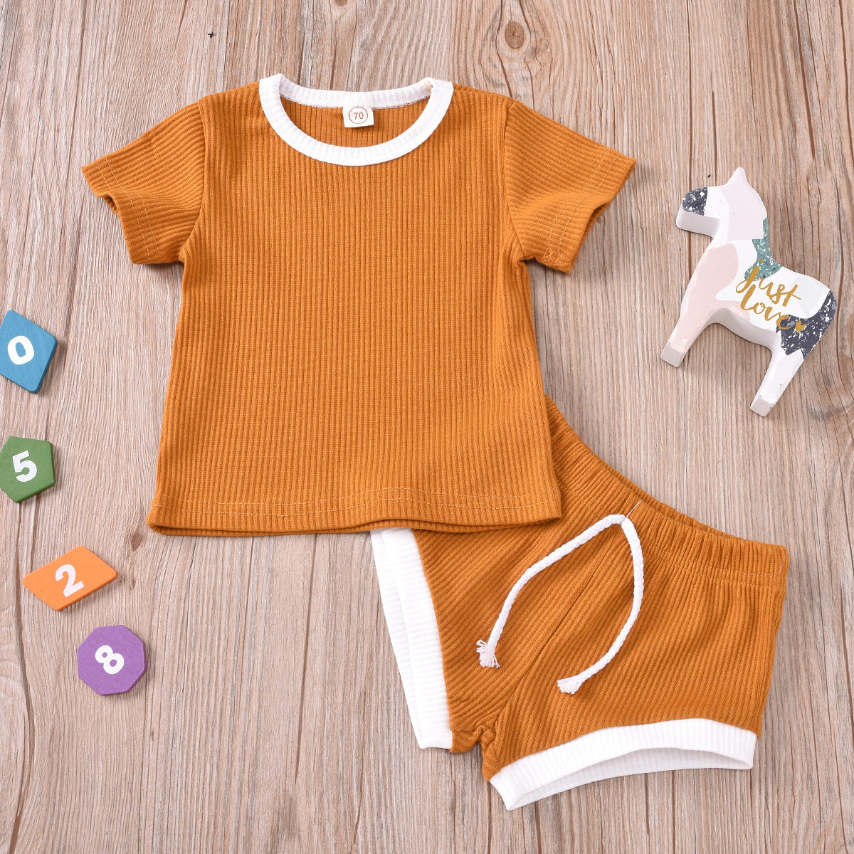 Ribbed Cotton Baby Summer Outfit Set