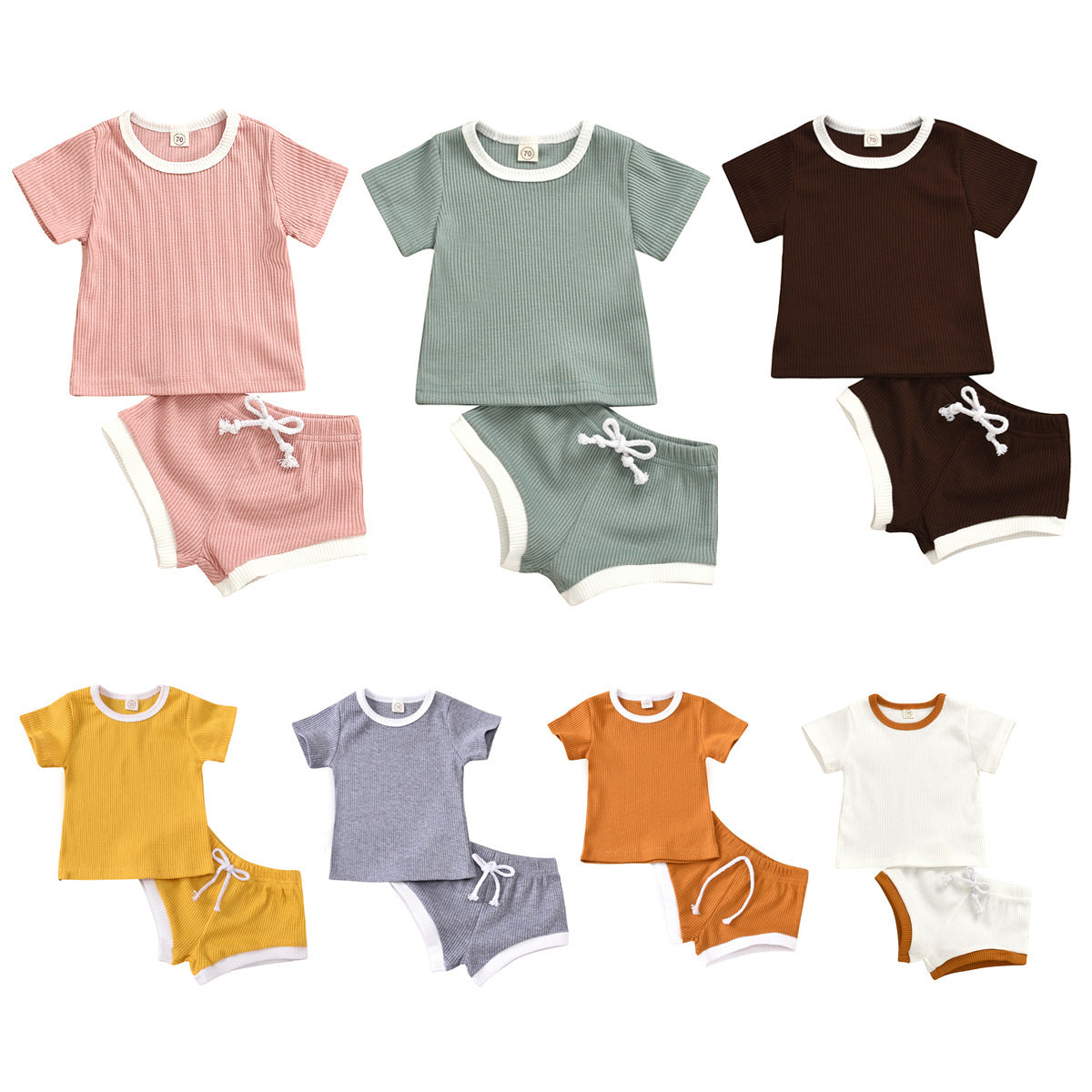 Ribbed Cotton Baby Summer Outfit Set