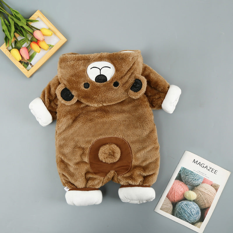 Hooded Plush Bear Onesie Romper