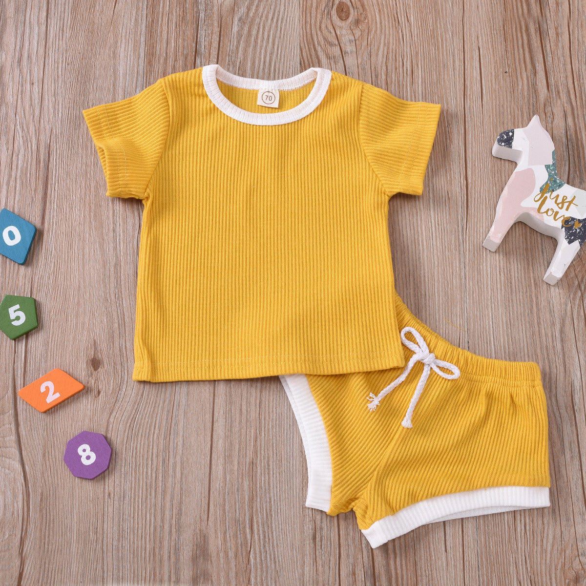 Ribbed Cotton Baby Summer Outfit Set