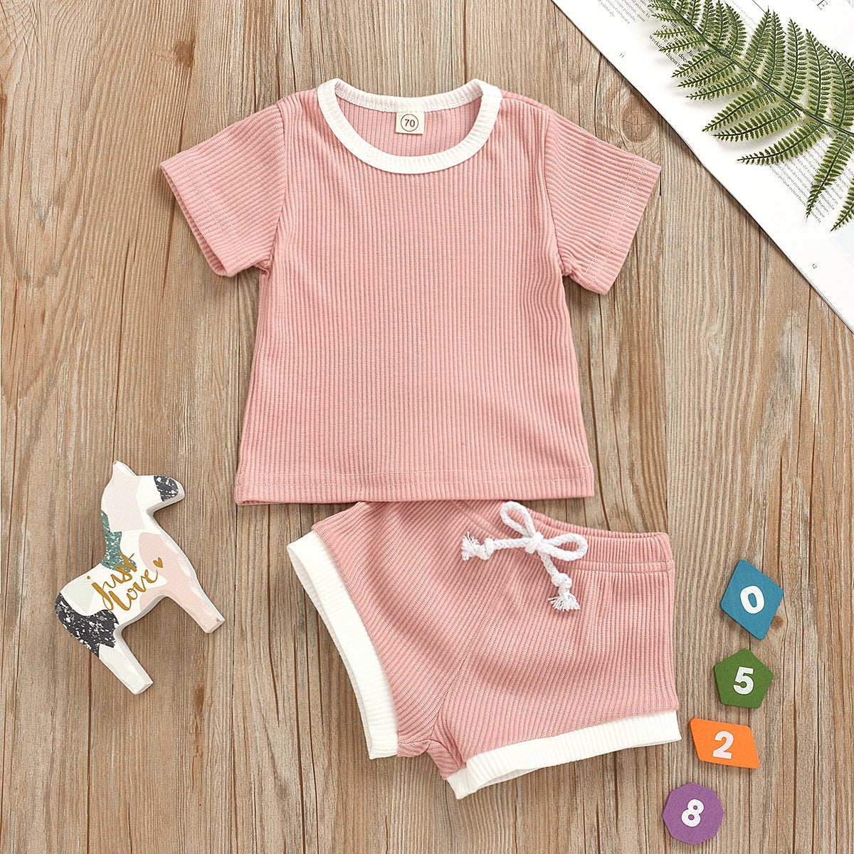 Ribbed Cotton Baby Summer Outfit Set