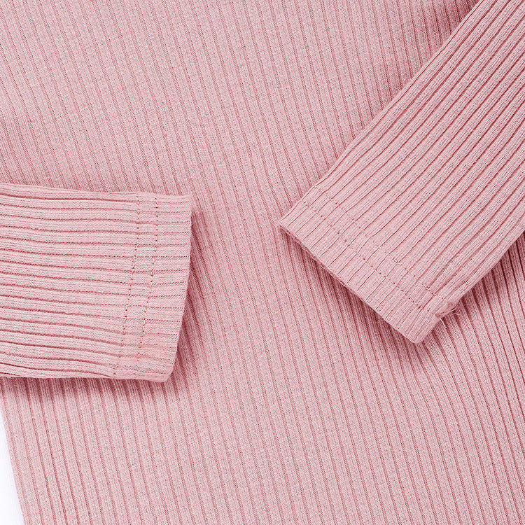 Ruffle Ribbed Top & Bow Denim Pant