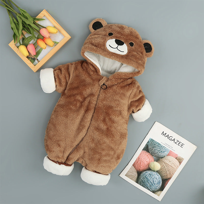Hooded Plush Bear Onesie Romper