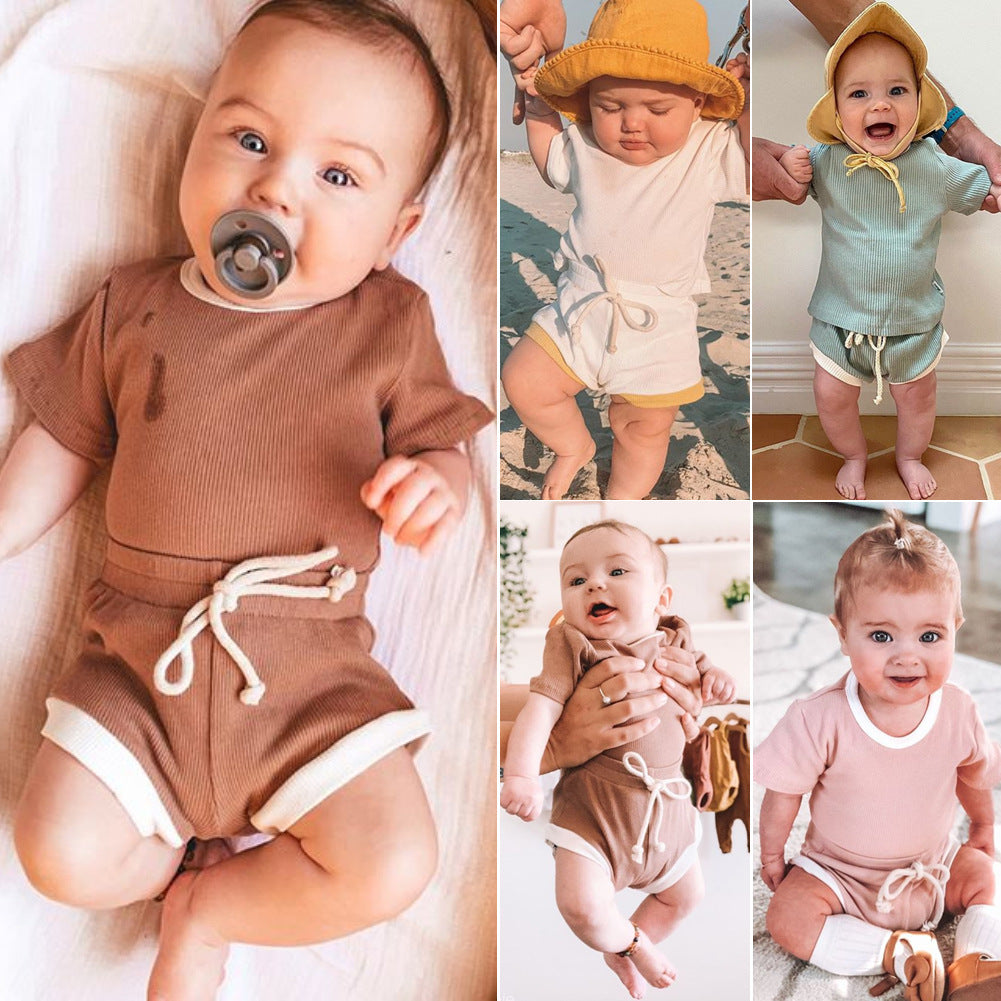Ribbed Cotton Baby Summer Outfit Set