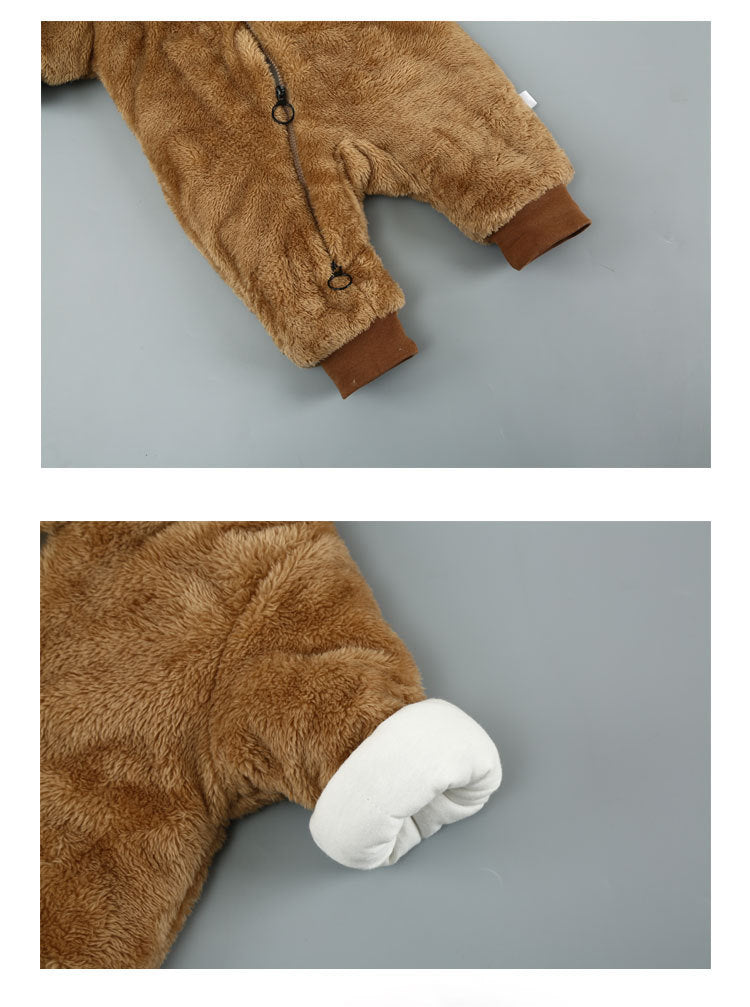 Hooded Plush Bear Onesie Romper
