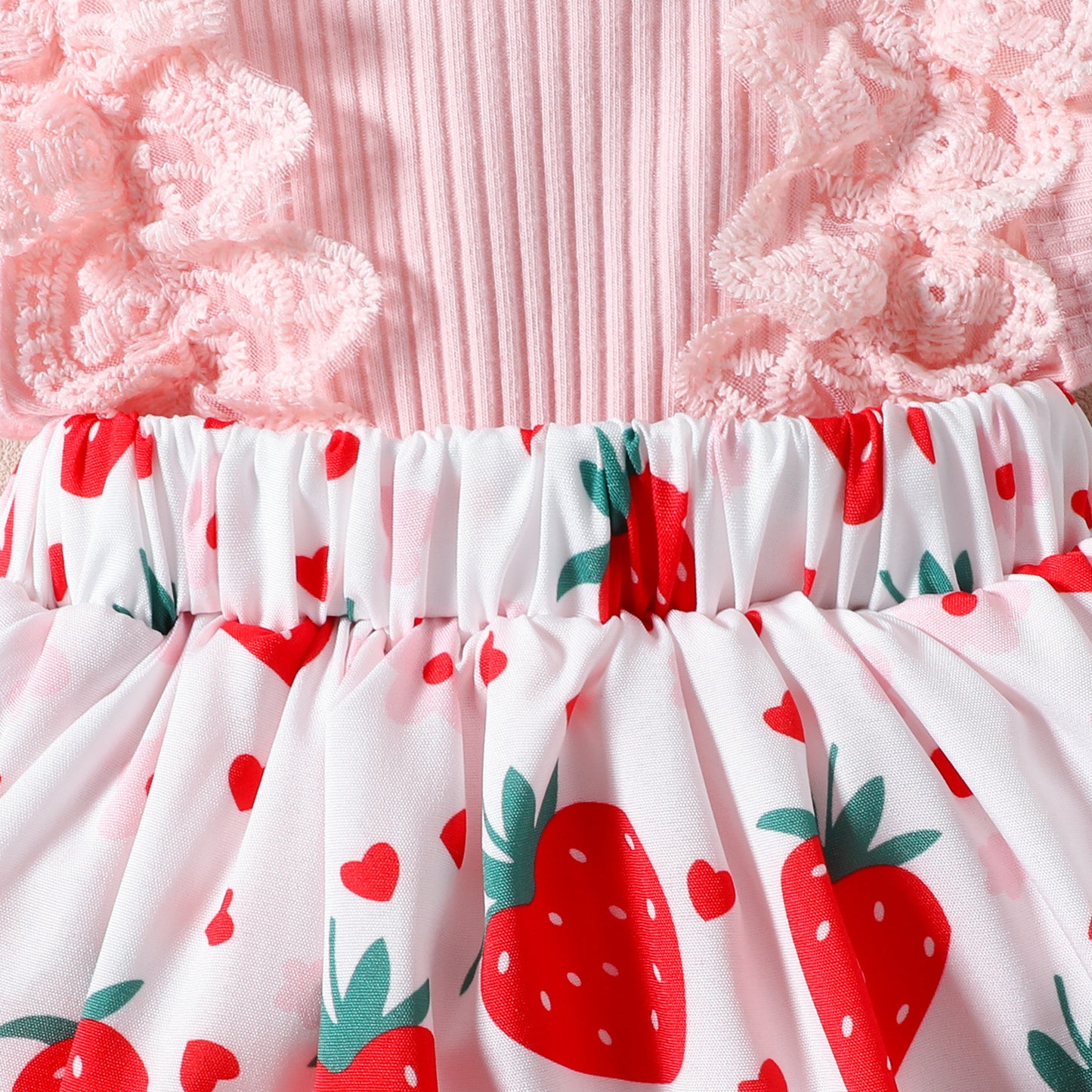 Strawerry Romper Dress with Headband