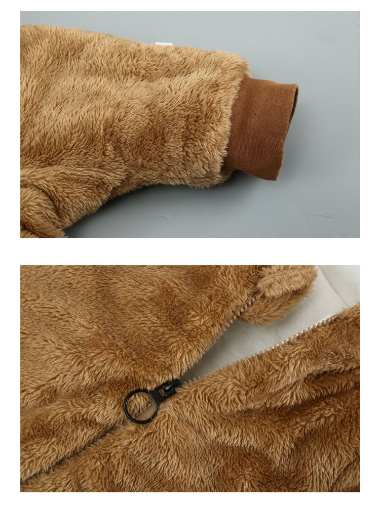 Hooded Plush Bear Onesie Romper