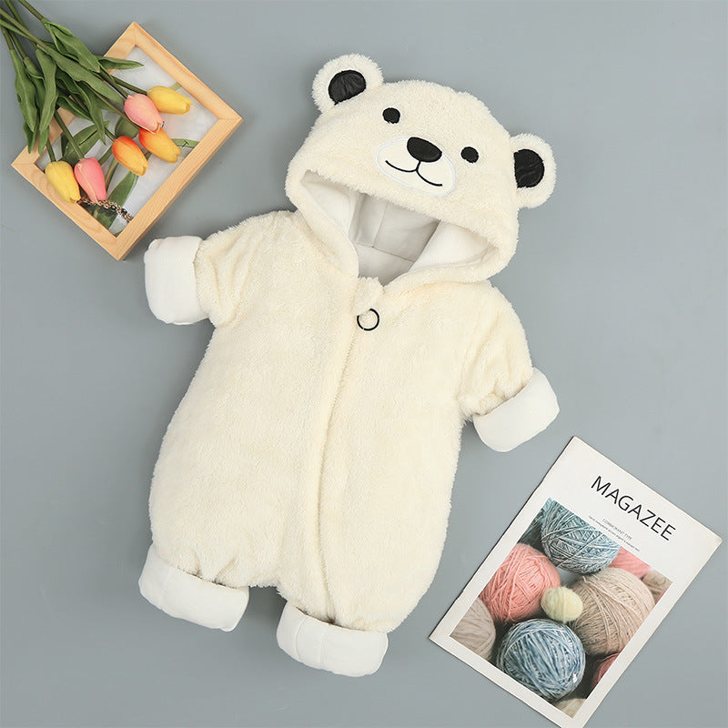 Hooded Plush Bear Onesie Romper