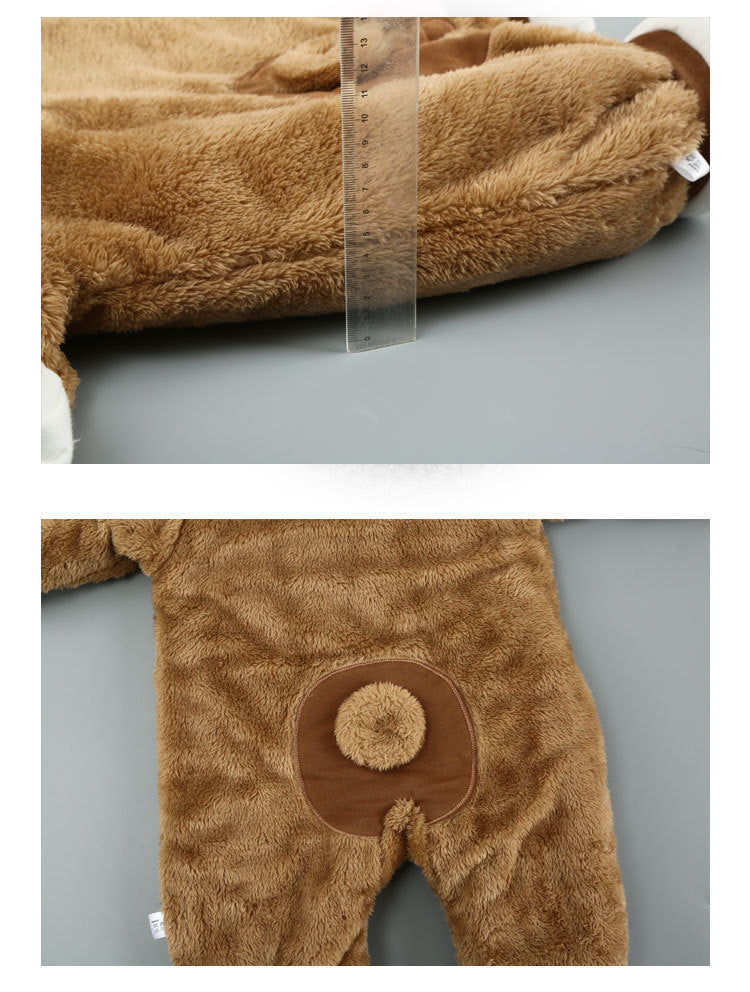 Hooded Plush Bear Onesie Romper