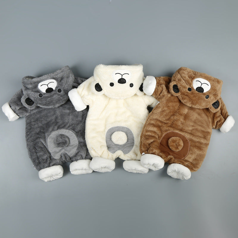 Hooded Plush Bear Onesie Romper