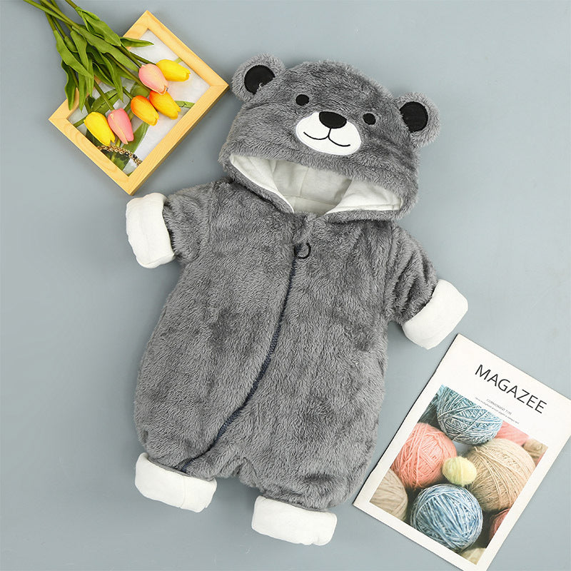 Hooded Plush Bear Onesie Romper
