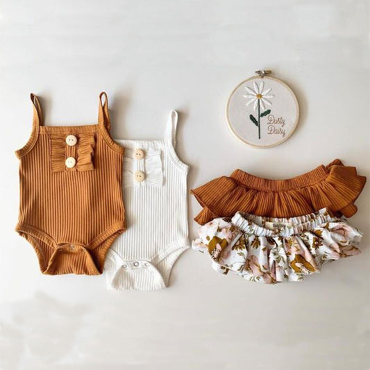 Baby Girl Ribbed Bodysuit & Skirt Set