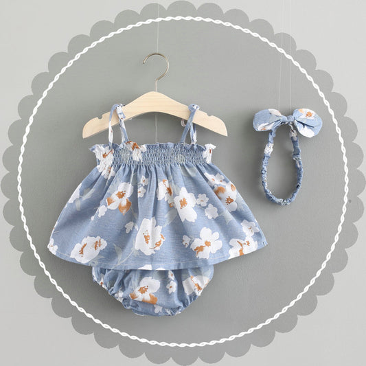 Floral Baby Girl Summer Set - Sleeveless Top & Bloomers