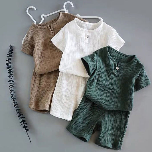 Minimalist Ribbed Cotton Baby Summer Set