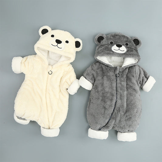 Hooded Plush Bear Onesie Romper