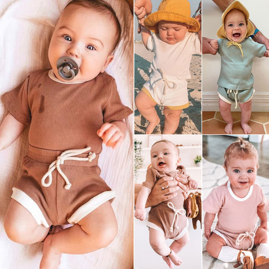 Ribbed Cotton Baby Summer Outfit Set